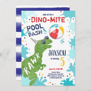 Invitación Piscina minita de dinosaurio T-Rex Dino Bash Boy F