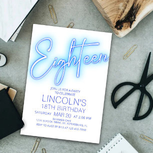 Invitación Piscina Neon Boys 18º cumpleaños