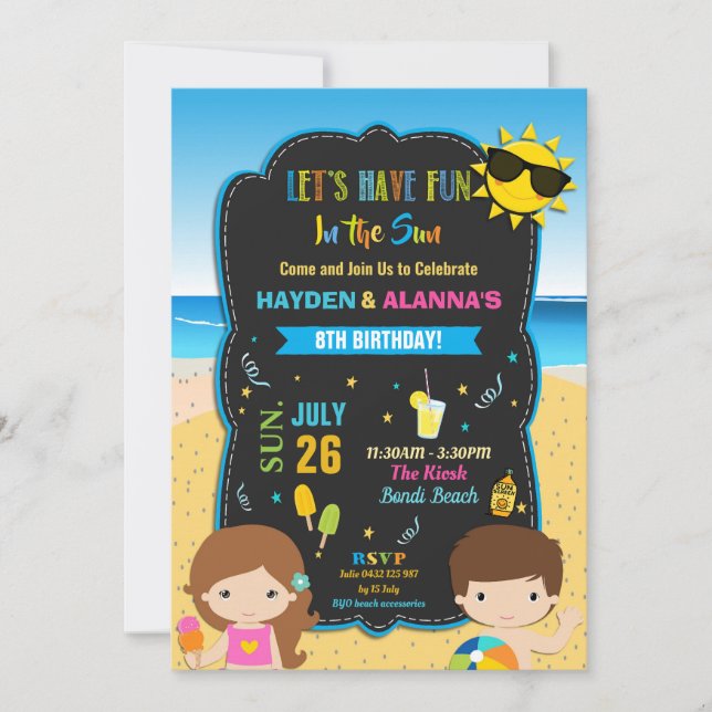 Invitación Piscina Playa Chica de los gemelos del partido de  (Anverso)
