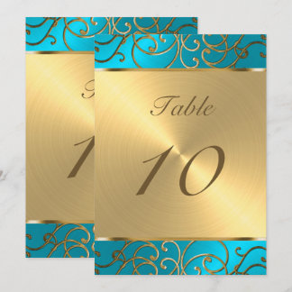 Invitación Piscina Quinceanera Turquesa Azul y Oro Filigrí