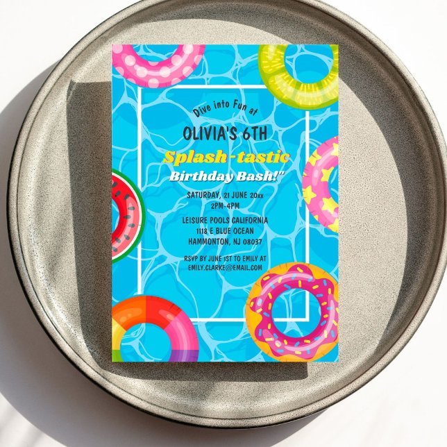 Invitación Piscina Splash Fiesta Verano Natación Agua Cumplea (Subido por el creador)