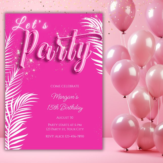 Invitación Piscina tropical moderna de guijarros rosados Fies (Subido por el creador)