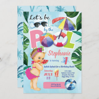 Invitación Piscina tropical para bebé de primer cumpleaños