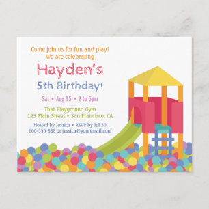 Invitación Piscinas de Pelotas de Gimnasio de Juegos Infantil