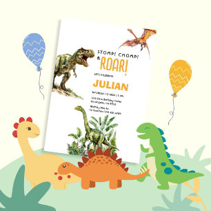 Invitación Pisoteo Rugido Dinosaurio Tirex Cumpleaños