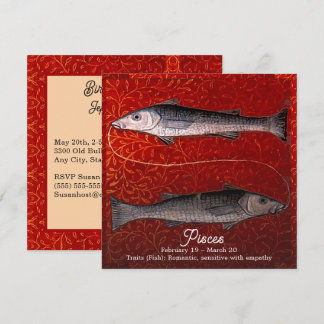 Invitación Pissa la fiesta de cumpleaños del Rótulo de pescad