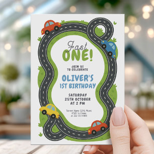 Invitación Pista de carreras primera cumpleaños