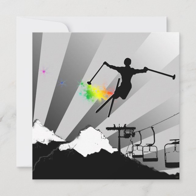 Invitación pista de esquí: rainbow en polvo (Anverso)
