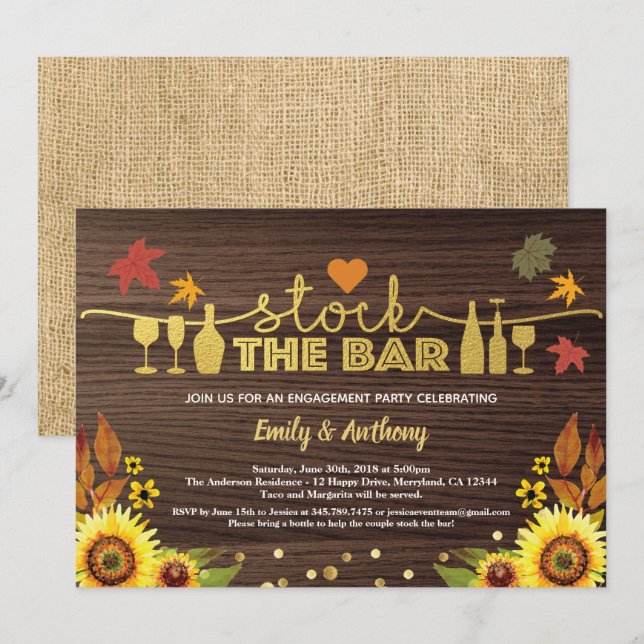 Invitación Pista de otoño de la barra de la madera de la parr (Anverso / Reverso)