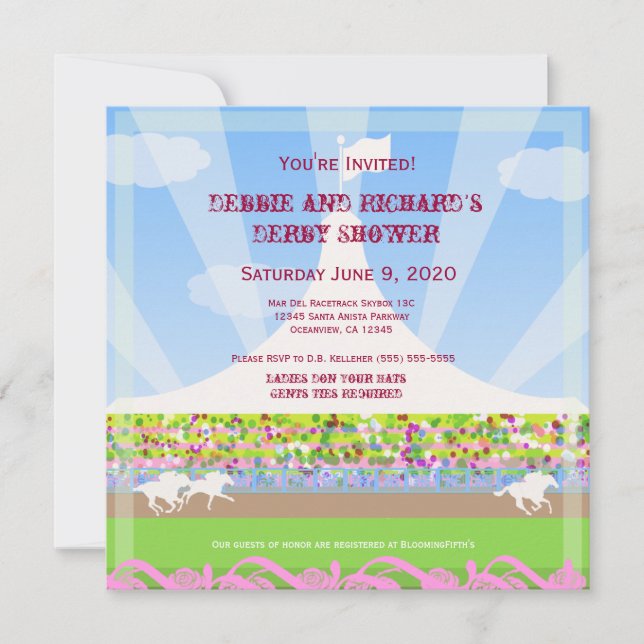Invitación Pista Jack del caballo y fiesta de ducha de Jill - (Anverso)