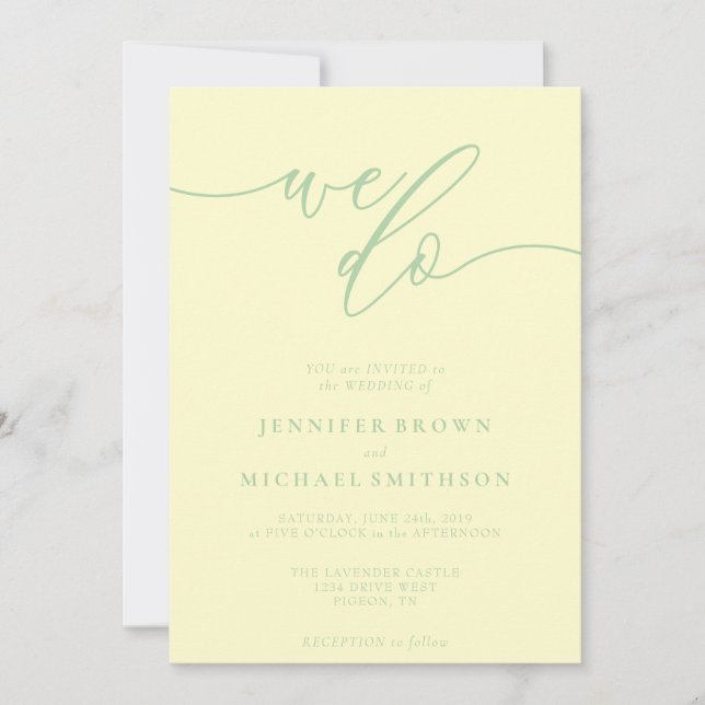 Invitación Pistachio & Cream Signature We Do Typo Wedding (Anverso)
