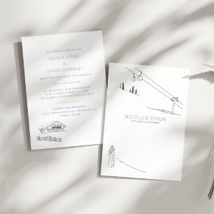 Invitación Pistas De Esquí Pareja De Enamoradas Montañas De I