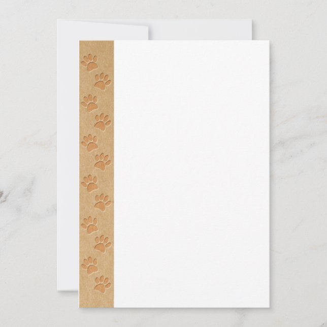 Invitación Pistas De Perro En Papel Reciclado Falsa Dibujado (Anverso)