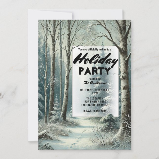 Invitación Pistas en la fiesta de feriado de invierno con nie (Anverso)