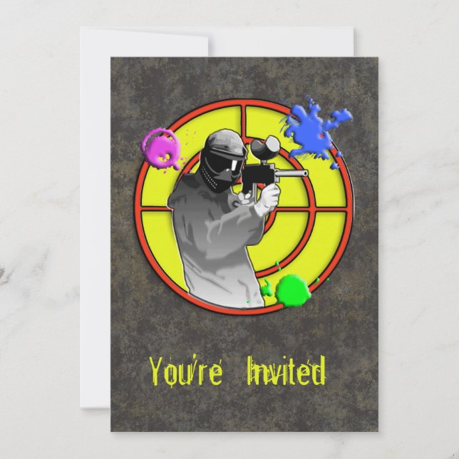 Invitación Pistola de neón radiactiva de Paintball (Anverso)