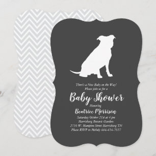 Invitación Pit Bull Baby Shower Género Neutral Pitbull