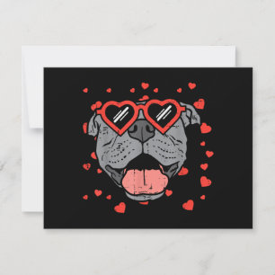 Invitación Pitbull Face Glasses Día de San Valentín Mascota P