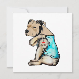 Invitación Pitbull Perro Me encanta Papá Tatuaje Divertida Fa