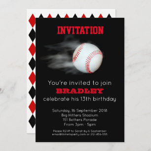 Invitación Pitch The Ball Baseball Team Personalizado Editabl