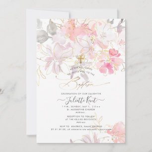 Invitación PixDezin Aquarela Rubor Bautizo Sweetpeas