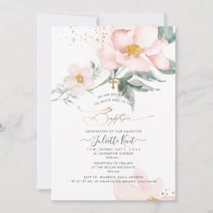 Invitación PixDezin H2 Rosa de un solo pétalo Rosas Bautizo