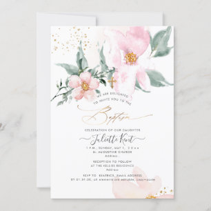 Invitación PixDezin H2 Rosa Única Rosas Bautizo