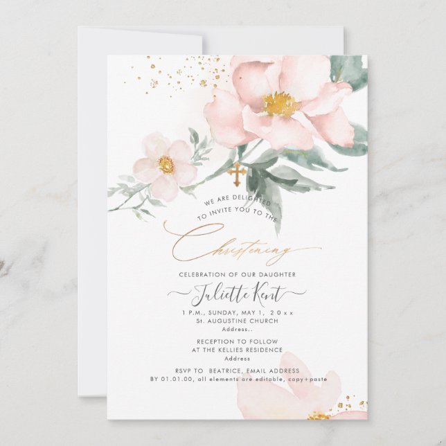Invitación PixDezin H2 Rosas de Rubor de un solo Petal (Anverso)