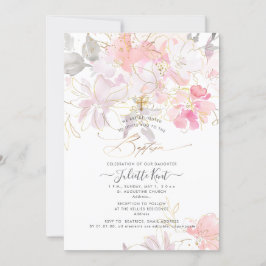 Invitación PixDezin Watercolor Rubor Sweetpeas Baptism