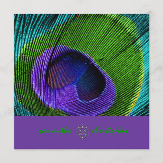 Invitación PixDezine Pluma de pavo real psicodélica
