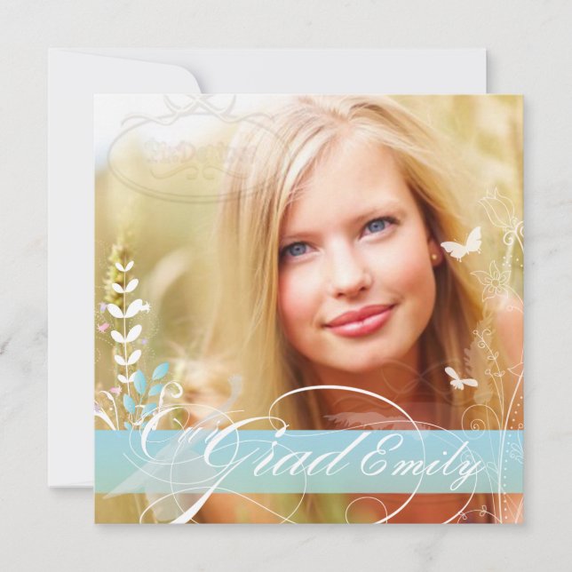 Invitación PixDezines 2012 Graduación Foto+diy flores (Anverso)