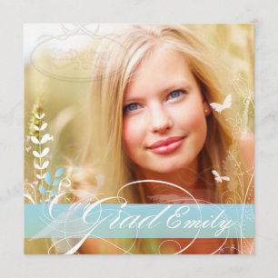 Invitación PixDezines 2012 Graduación Foto+diy flores