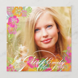 Invitación PixDezines 2012 Graduación hibiscus leis