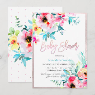 Invitación PixDezines Acuarela, Baby Shower de Ranunculus Ros