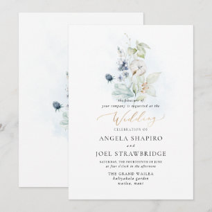 Invitación PixDezines acuarela Dusty Blue Winter Cotton