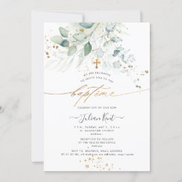 Invitación PixDezines Acuarela Eucalipto Bautizo