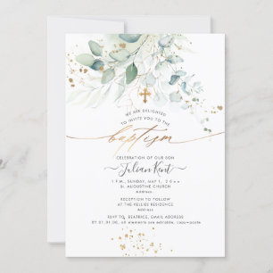 Invitación PixDezines Acuarela Eucalyptus Bautismo