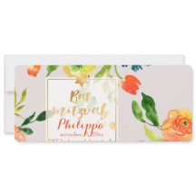 PixDezines Acuarela/Floral/Bat Mitzvah