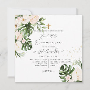 Invitación PixDezines Acuarela Floral Tropical y Follaje