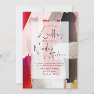 Invitación PixDezines Acuarela moderna rojo negro