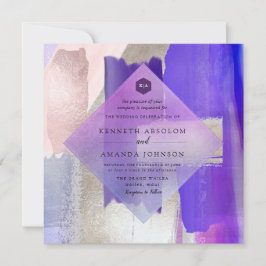 Invitación PixDezines Acuarela Moderna Violeta+Plata