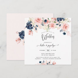 Invitación PixDezines acuarela Rosa   Boda azul
