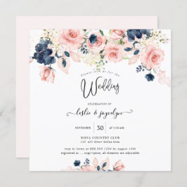 Invitación PixDezines acuarela Rosa   Boda azul