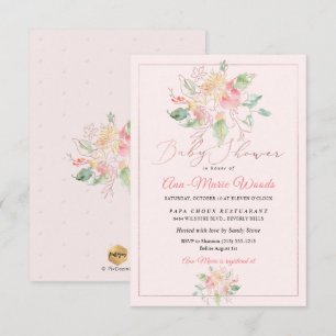 Invitación PixDezines Acuarela Rosado Dulces Guisantes Baby S