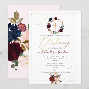 Invitación PixDezines acuarela Rubor+Wreath de Borgoña