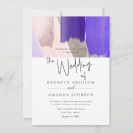 Invitación PixDezines Acuarela Violeta Rosa Dorado