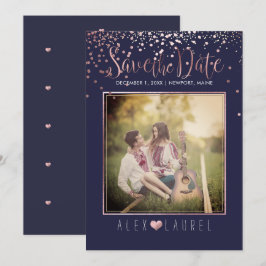 Invitación PixDezines Ahorra la Fecha/Faux Rosa Gold Confetti