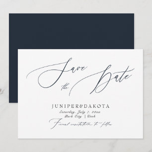 Invitación PixDezines Ahorre la fecha en guión moderno azul m