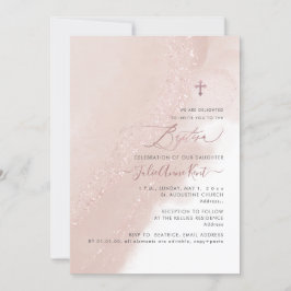 Invitación PixDezines Alcohol Dusty Rosa Rosa Rosa Bautismo d