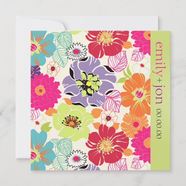 Invitación PixDezines alegre floral (Anverso)