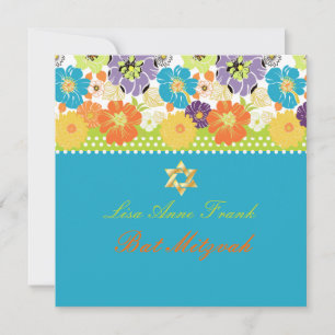Invitación PixDezines Alegre floral, Bat Mitzvah